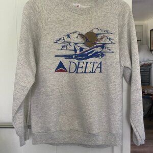 Rare 1980s Vintage Delta Airlines Crewneck Unisex Sweater Size Medium/Large